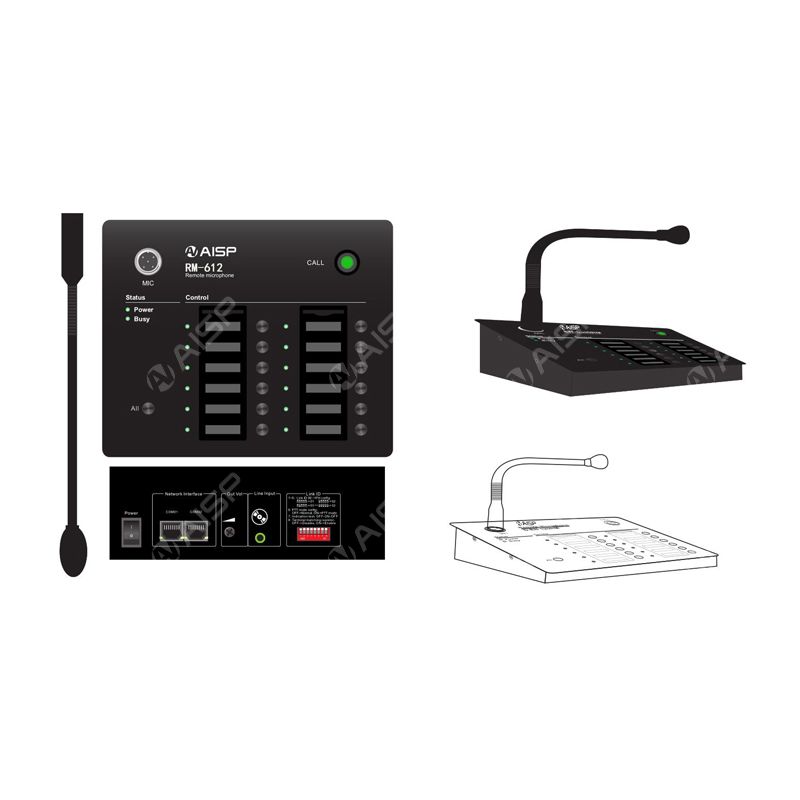 12 Zones Integrated Voice Alarm Remote Paging Station RM-612