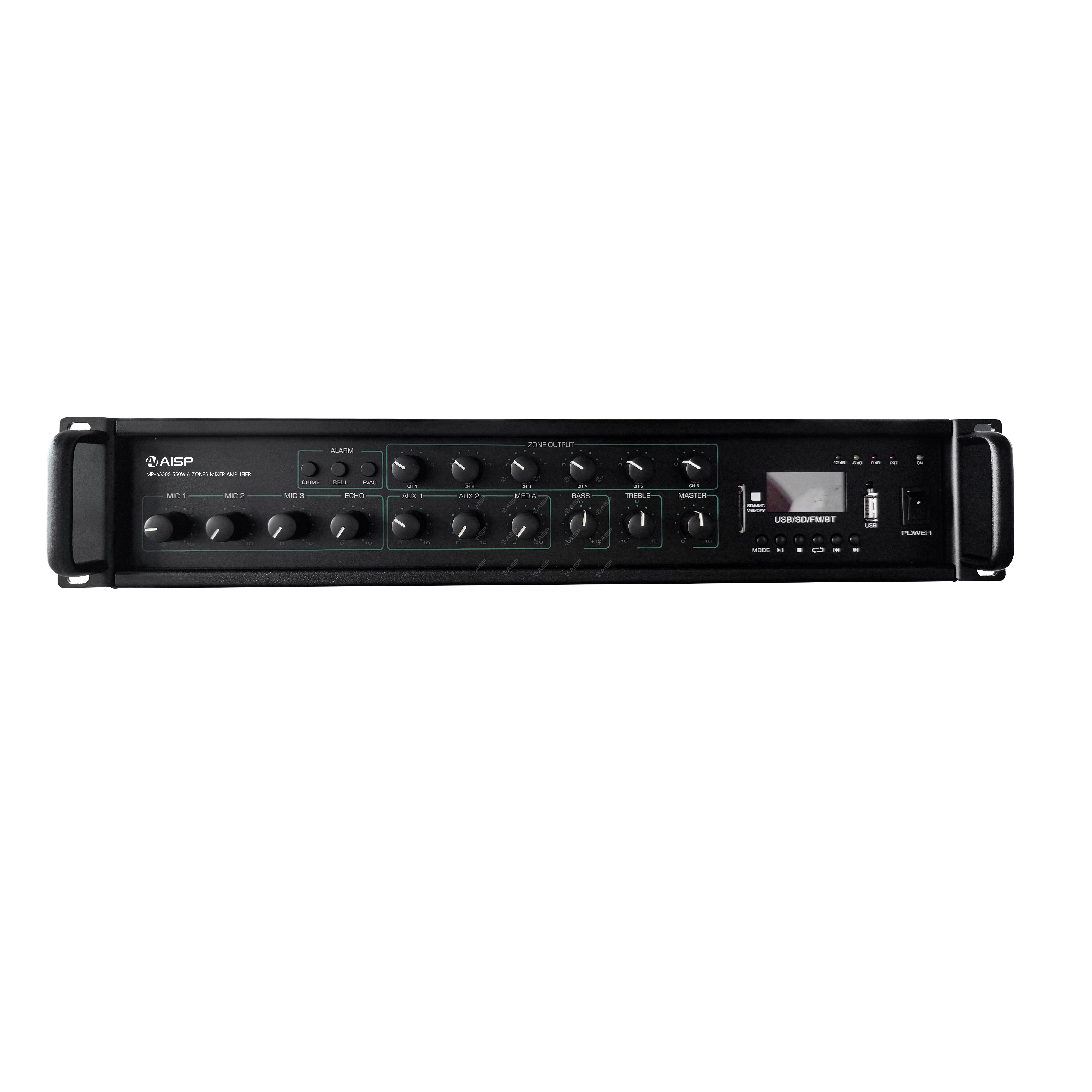 MP-6120S 120W 6 Zones Mixer Amplifier with MP3/USB/BT/SD/ECHO/AUX